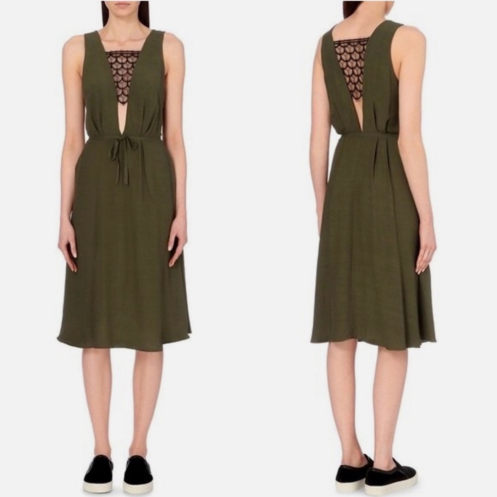 Sandro Olive Lace Cutout Dress